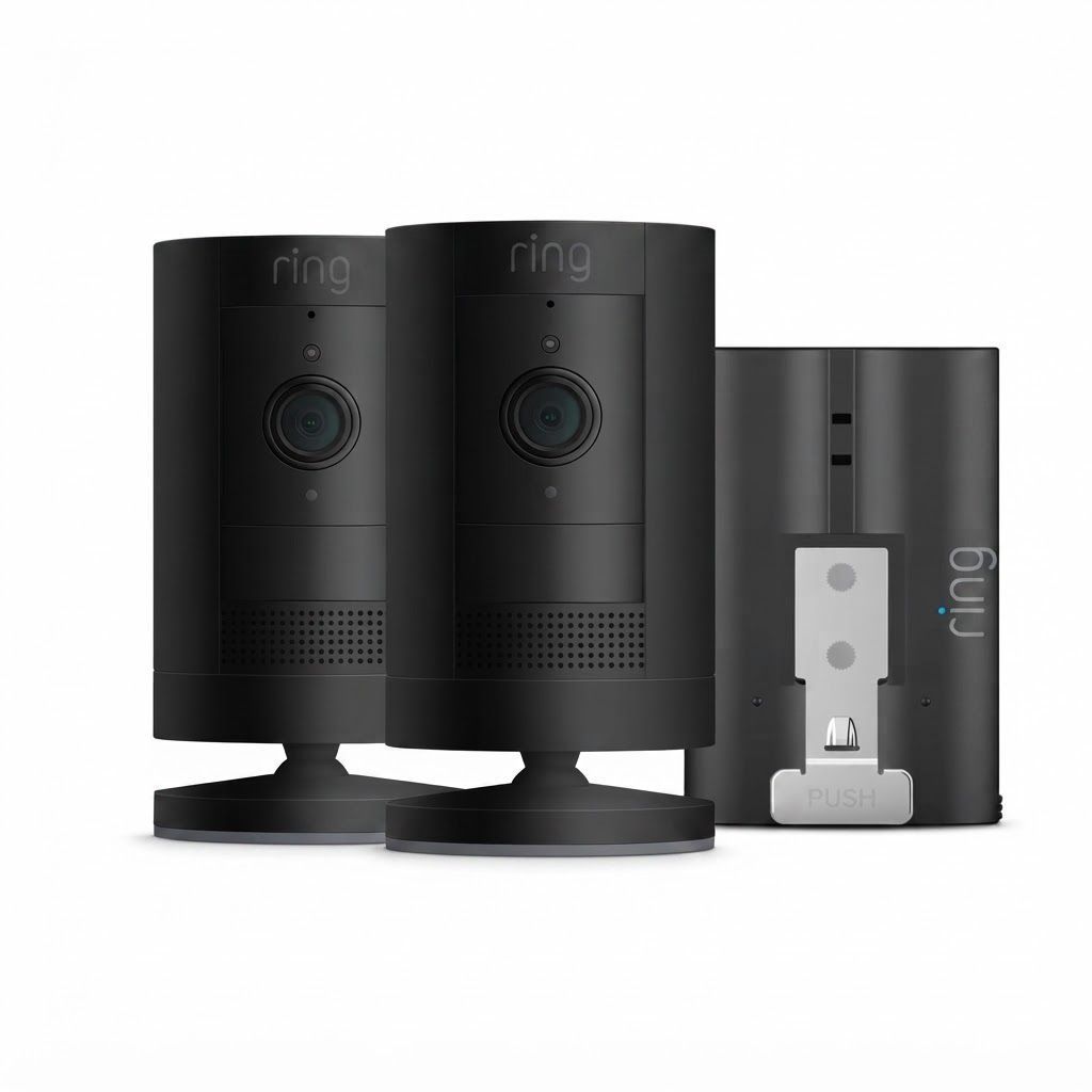 Ring Stick Up Cam 2-Pack (Plug-In & Battery), HD Security Camera System, Two-Way Talk, Motion Detection, Indoor & Outdoor Home Monitoring