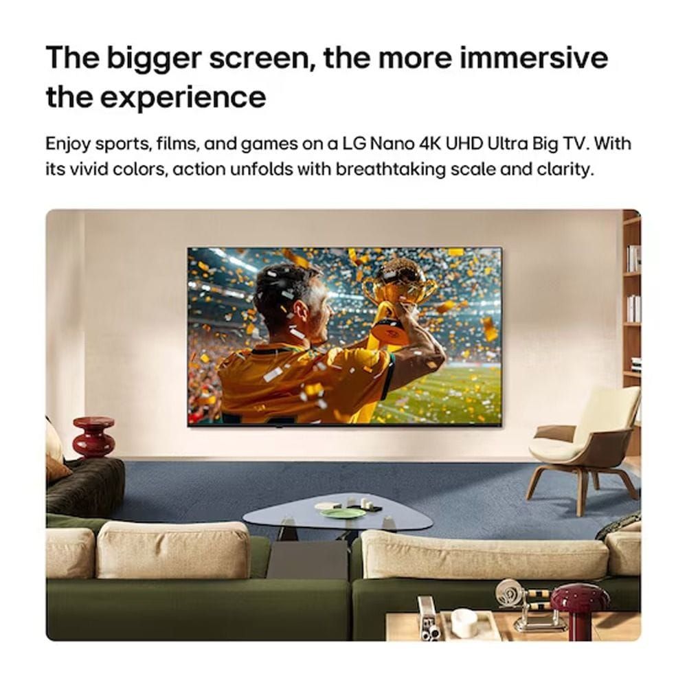 LG 75-Inch NANO 4K UHD AI NU85 NanoCell Smart TV, α7 AI Processor 4K Gen9, HDR10, Nano Detail Enhancer, webOS | 75NU850B6LA.AMRG