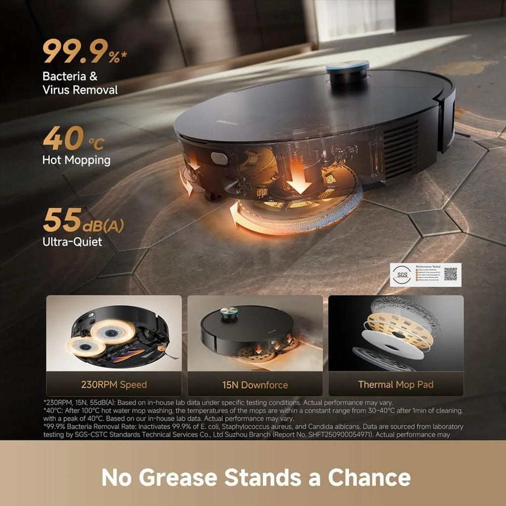 Dreame X60 Ultra Complete Robotic Vacuum Cleaner, 35kPa Suction, Hot Mop Self-Cleaning, Auto-Empty Dock & 3D Obstacle Avoidance | Black - RLX87DE
