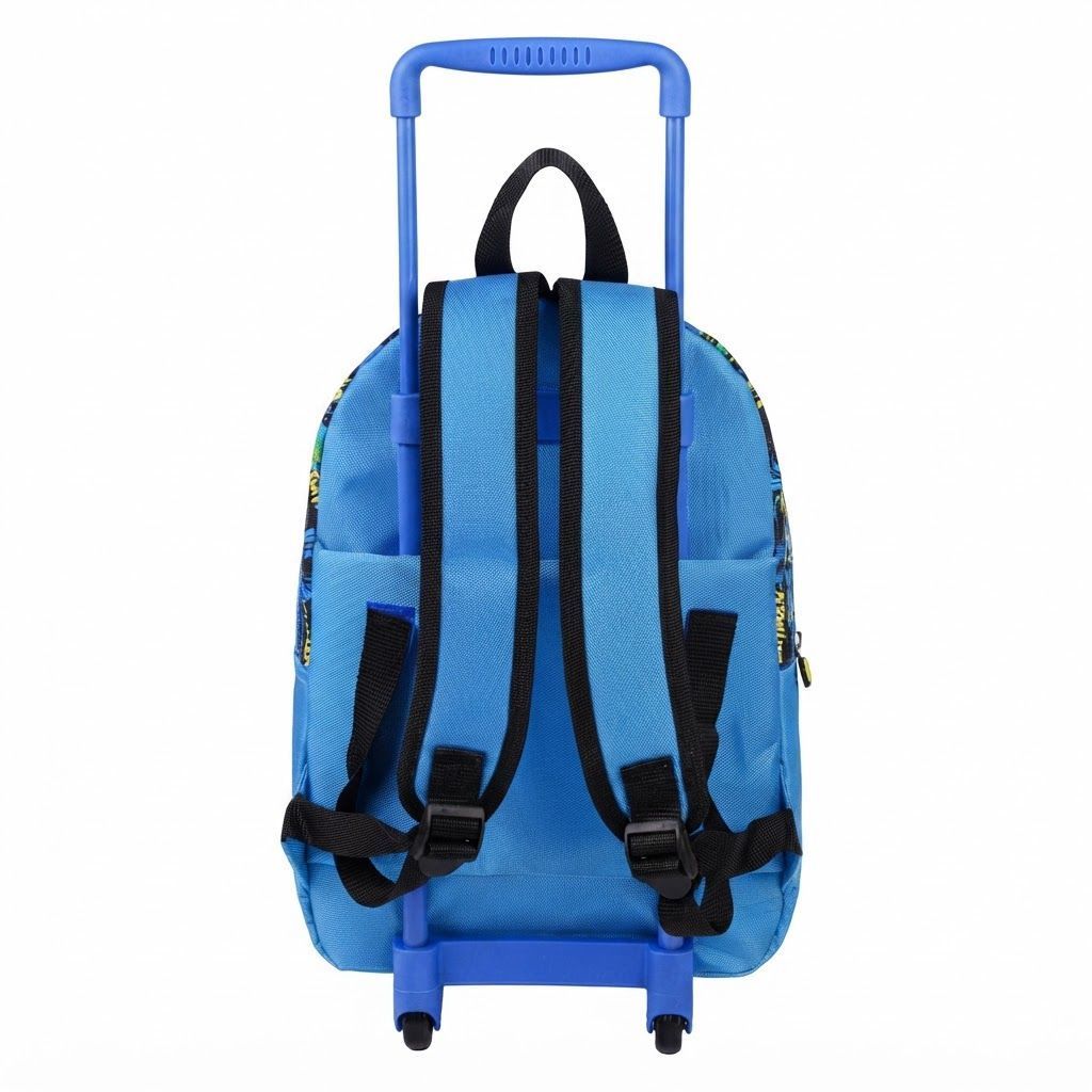 Batman 3-in-1 Toddler Rolling Backpack School Set - 13 inch Trolley Bag with Lunch Box & Water Bottle