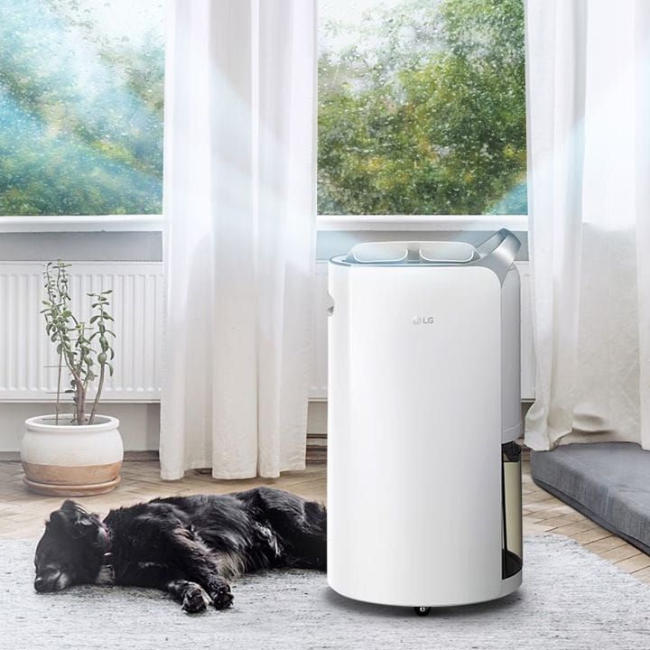 LG Smart Dehumidifier, Dual Inverter Compressor, Smart Efficiency, H13 HEPA Filter - White - MD19GQGE0
