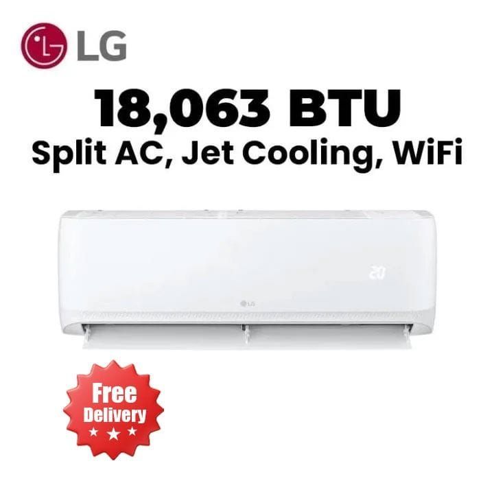 LG 1.5 Ton Split Air Conditioner With Rotary Compressor Wi-Fi 18,063 BTU, Smart ThinQ™, Fast Cooling, Auto Swing, Smart Diagnosis, Dual Sensing - White - T18ZCA