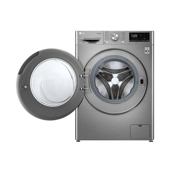 LG Front Load 10 Kg Washer And 7Kg Dryer, AI DD™, Steam™, ThinQ™, Stainless Steel Lifter - Silver - F4V5RGP2T