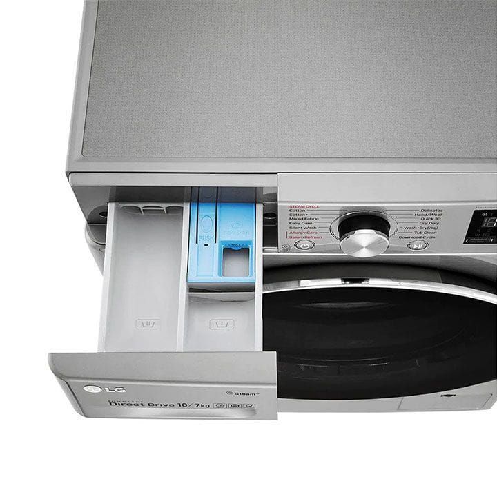 LG Front Load 10 Kg Washer And 7Kg Dryer, AI DD™, Steam™, ThinQ™, Stainless Steel Lifter - Silver - F4V5RGP2T