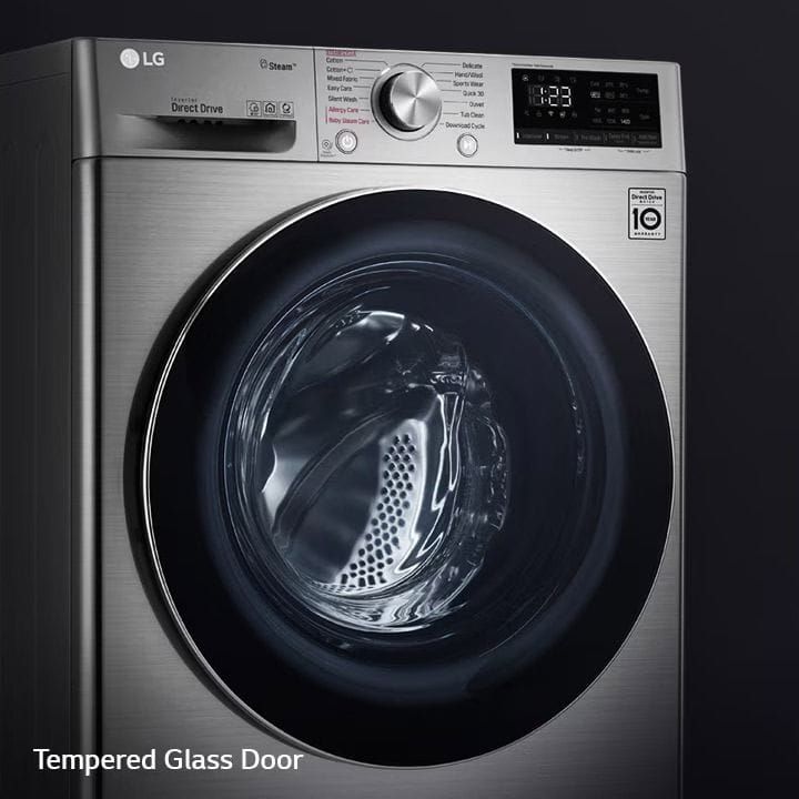 LG Front Load 10 Kg Washer And 7Kg Dryer, AI DD™, Steam™, ThinQ™, Stainless Steel Lifter - Silver - F4V5RGP2T | Open Piece - C Grade