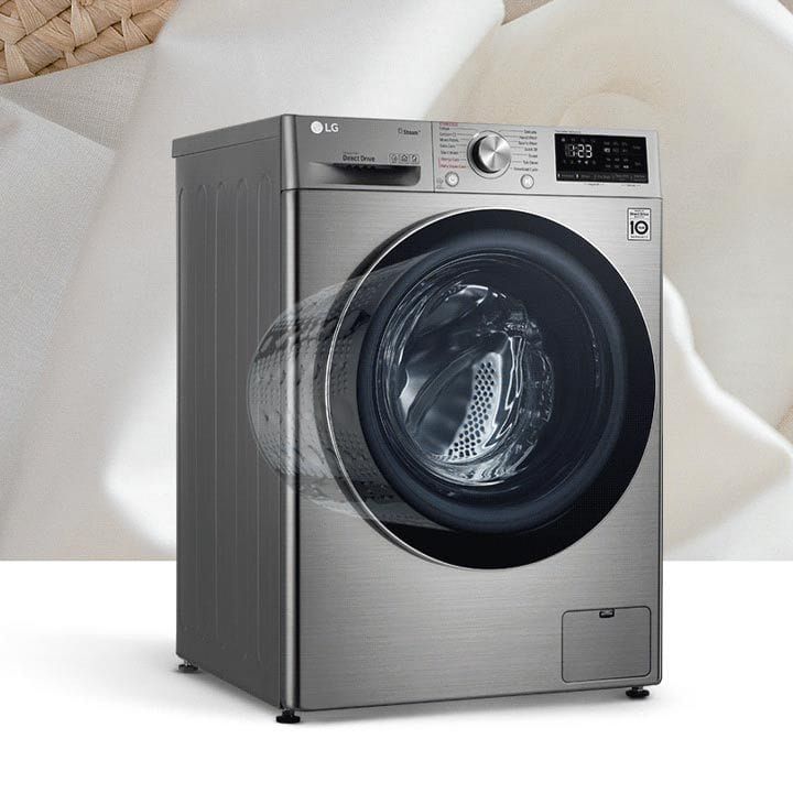 LG Front Load 10 Kg Washer And 7Kg Dryer, AI DD™, Steam™, ThinQ™, Stainless Steel Lifter - Silver - F4V5RGP2T | Open Piece - C Grade