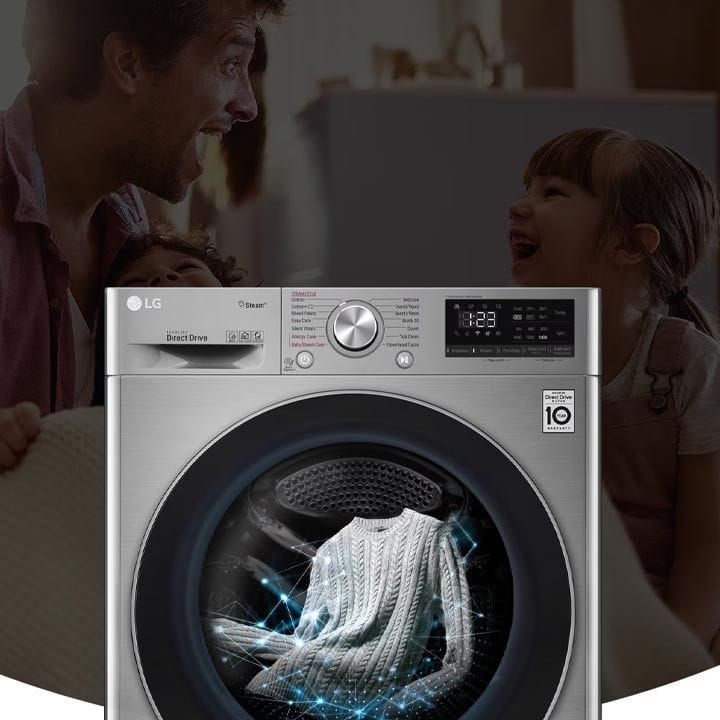 LG Front Load 10 Kg Washer And 7Kg Dryer, AI DD™, Steam™, ThinQ™, Stainless Steel Lifter - Silver - F4V5RGP2T | Open Piece - C Grade