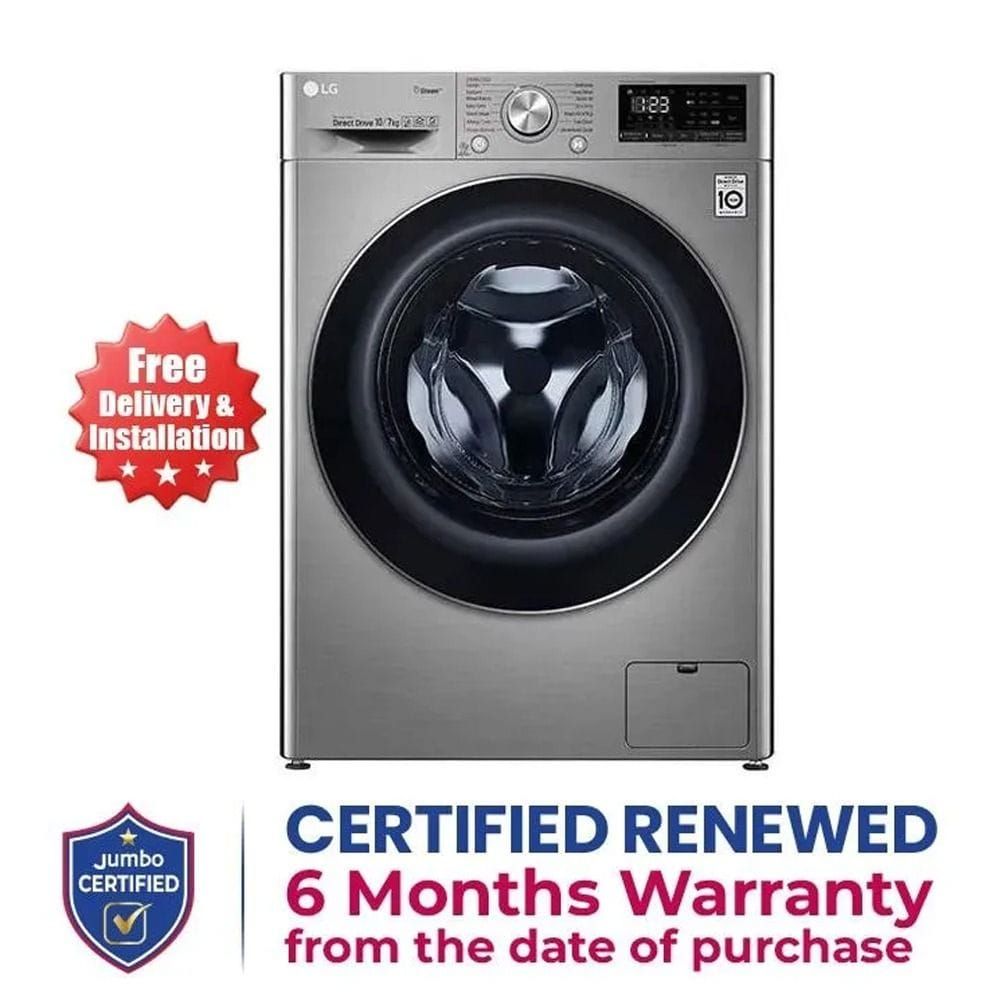 LG Front Load 10 Kg Washer And 7Kg Dryer, AI DD™, Steam™, ThinQ™, Stainless Steel Lifter - Silver - F4V5RGP2T | Open Piece - C Grade