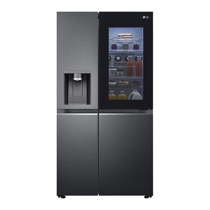 LG InstaView ThinQ Side by Side Refrigerator 617L, DID+ Dispenser, UV Nano Lighting, DoorCooling⁺™⁺™ - Black - GR-X267CQES