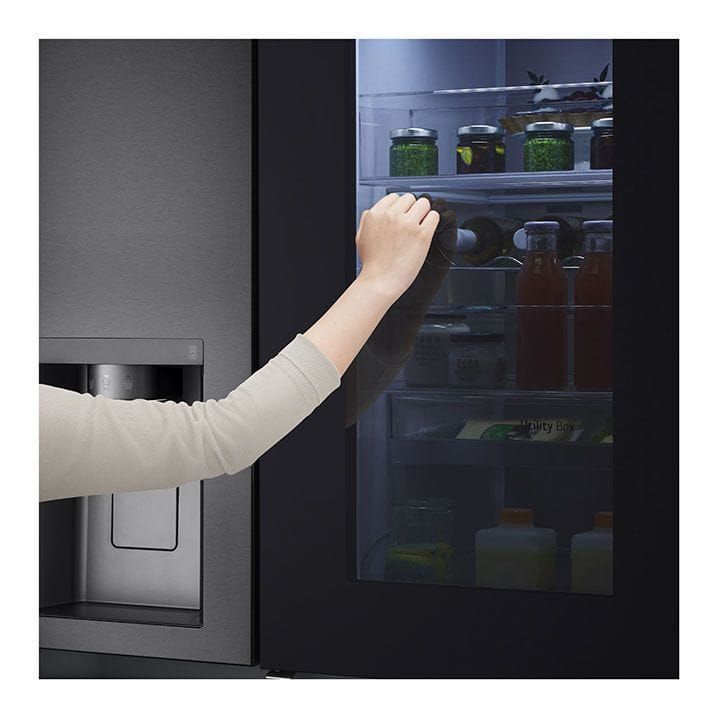 LG InstaView ThinQ Side by Side Refrigerator 617L, DID+ Dispenser, UV Nano Lighting, DoorCooling⁺™⁺™ - Black - GR-X267CQES