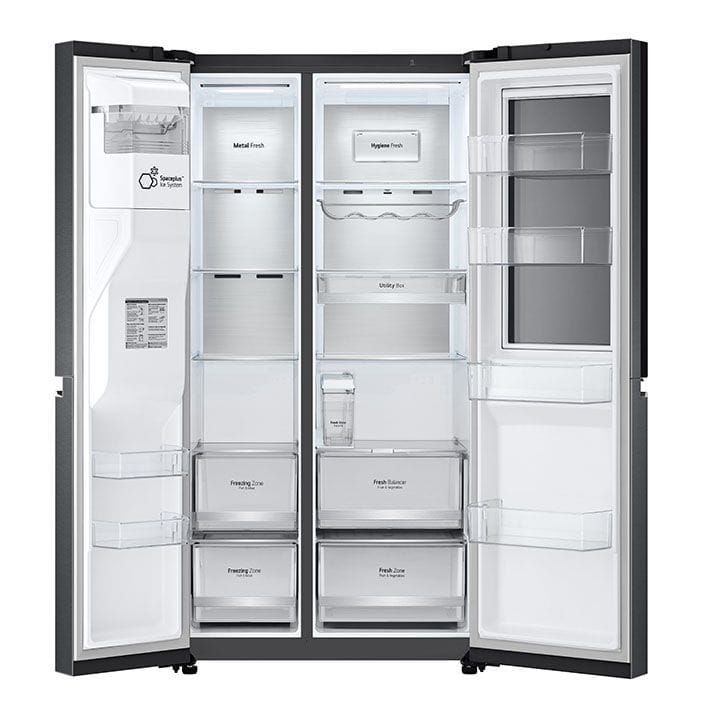 LG InstaView ThinQ Side by Side Refrigerator 617L, DID+ Dispenser, UV Nano Lighting, DoorCooling⁺™⁺™ - Black - GR-X267CQES