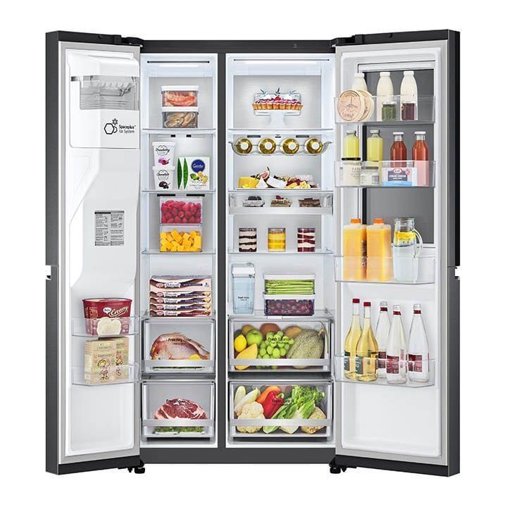LG InstaView ThinQ Side by Side Refrigerator 617L, DID+ Dispenser, UV Nano Lighting, DoorCooling⁺™⁺™ - Black - GR-X267CQES