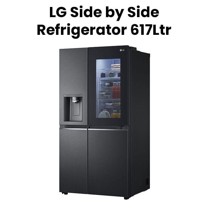 LG InstaView ThinQ Side by Side Refrigerator 617L, DID+ Dispenser, UV Nano Lighting, DoorCooling⁺™⁺™ - Black - GR-X267CQES