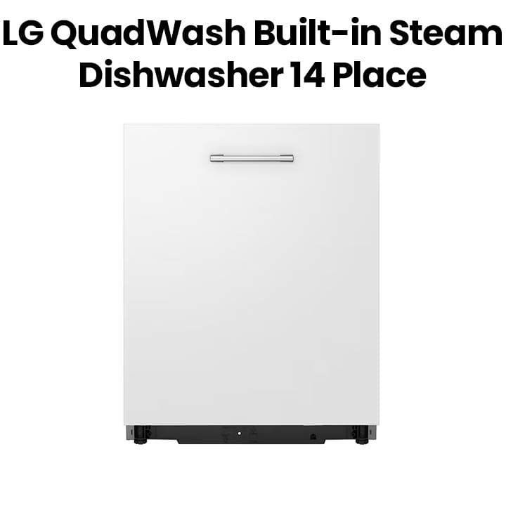 LG QuadWash Built-In Steam Dishwasher 14 Place Settings, EasyRack Plus, Inverter Direct Drive, ThinQ Smart - Dark Grey - DBC425TS