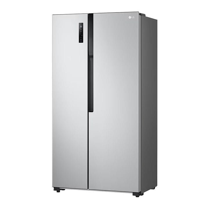 LG Side by Side Refrigerator, Total No Frost, Multi Air Flow, Touch LED Display, Smart Inverter Compressor, Tempered Glass - Silver - GRFB587PQAM