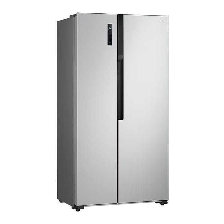 LG Side by Side Refrigerator, Total No Frost, Multi Air Flow, Touch LED Display, Smart Inverter Compressor, Tempered Glass - Silver - GRFB587PQAM
