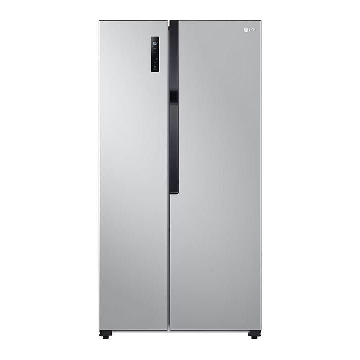 LG Side by Side Refrigerator, Total No Frost, Multi Air Flow, Touch LED Display, Smart Inverter Compressor, Tempered Glass - Silver - GRFB587PQAM