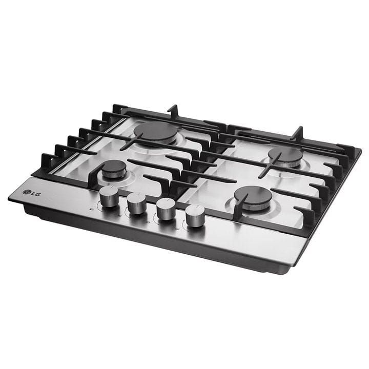 LG Built-In Gas Hob With 4 Burners 60cm, Enamel Coated Pan Support, 4.0kW Cooking Power - Silver - HU641BBG