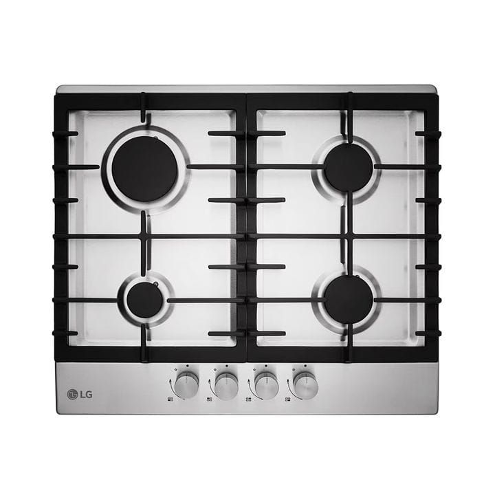 LG Built-In Gas Hob With 4 Burners 60cm, Enamel Coated Pan Support, 4.0kW Cooking Power - Silver - HU641BBG