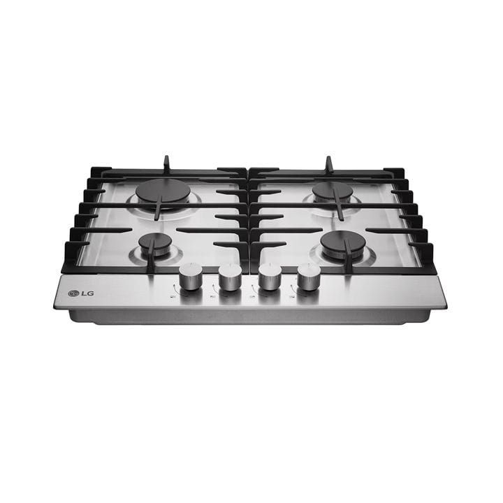 LG Built-In Gas Hob With 4 Burners 60cm, Enamel Coated Pan Support, 4.0kW Cooking Power - Silver - HU641BBG
