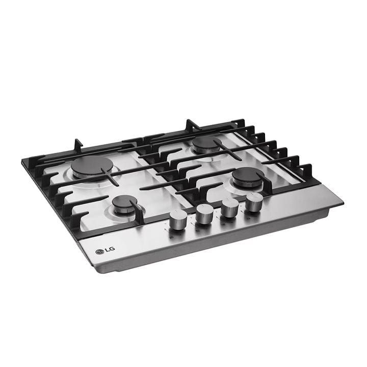 LG Built-In Gas Hob With 4 Burners 60cm, Enamel Coated Pan Support, 4.0kW Cooking Power - Silver - HU641BBG