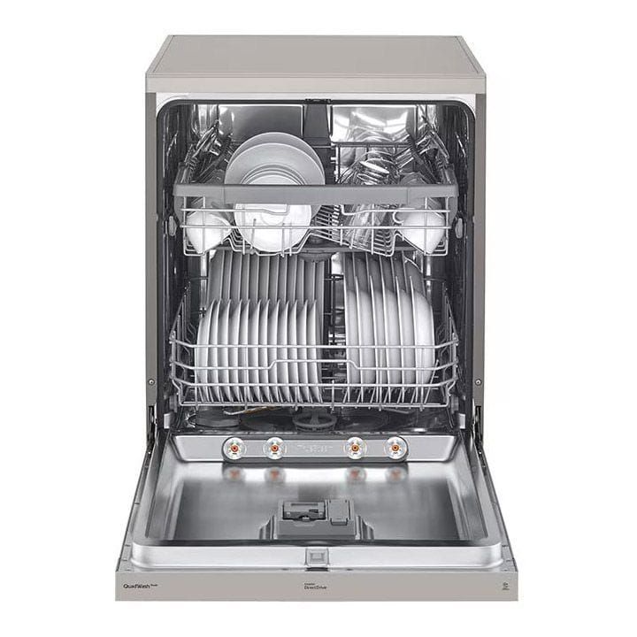 LG QuadWash™ Dishwasher, 8 Programs + 14 Place Settings, EasyRack™ Plus, Turbo Cycle, ThinQ - Platinum Silver - DFC435FP
