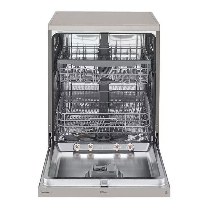 LG QuadWash™ Dishwasher, 8 Programs + 14 Place Settings, EasyRack™ Plus, Turbo Cycle, ThinQ - Platinum Silver - DFC435FP