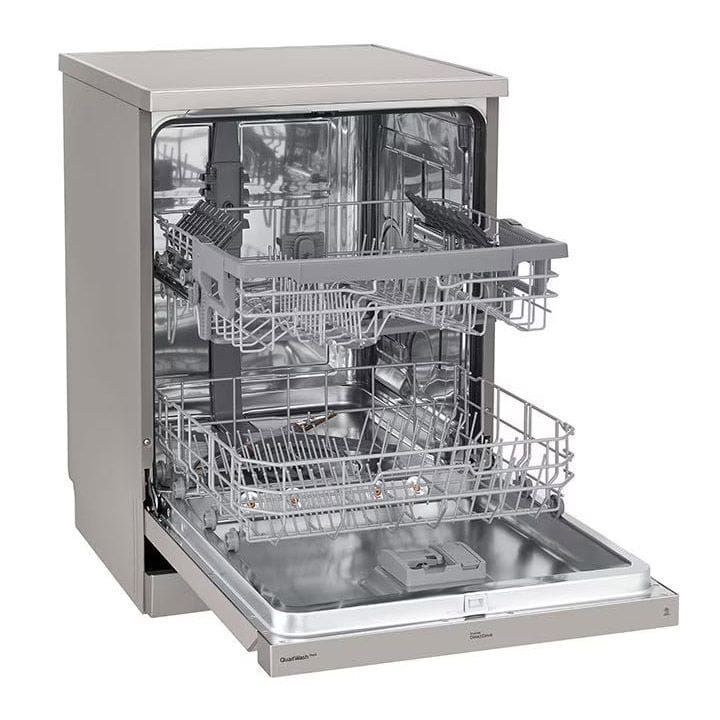 LG QuadWash™ Dishwasher, 8 Programs + 14 Place Settings, EasyRack™ Plus, Turbo Cycle, ThinQ - Platinum Silver - DFC435FP