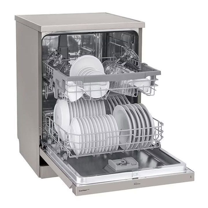 LG QuadWash™ Dishwasher, 8 Programs + 14 Place Settings, EasyRack™ Plus, Turbo Cycle, ThinQ - Platinum Silver - DFC435FP
