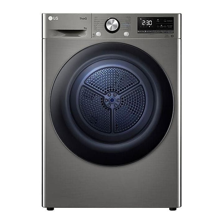 LG Dual Inverter Heat Pump Clothes Dryer 9Kg, Eco Hybrid™, Auto Cleaning Condenser, Shoe Rack, Low Ampere Cycle - Platinum Silver - RH90V5PVTN