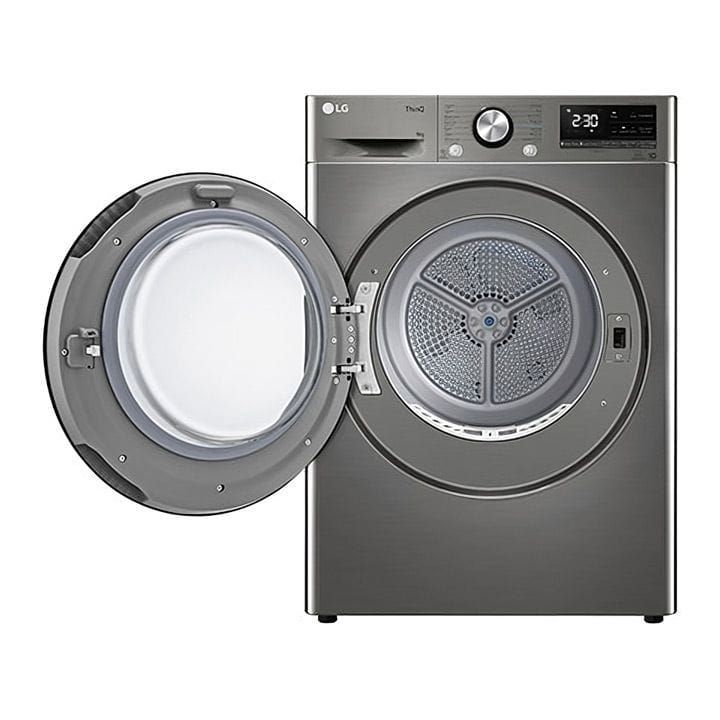 LG Dual Inverter Heat Pump Clothes Dryer 9Kg, Eco Hybrid™, Auto Cleaning Condenser, Shoe Rack, Low Ampere Cycle - Platinum Silver - RH90V5PVTN