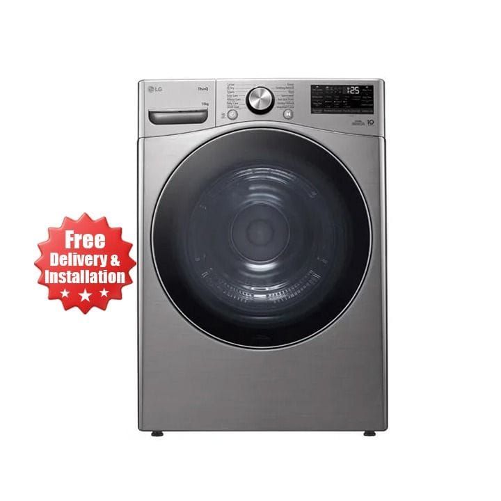 LG Dual Inverter Heat Pump Dryer 18Kg, Sensor Dry, Dual Filter, Smart ThinQ WiFi Connectivity - Stainless Silver - RH18U8EVCW
