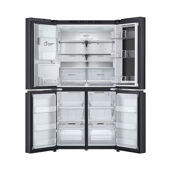 LG Black Glass InstaView French Door Refrigerator, Smart Diagnosis, Door Cooling+, Linear Cooling, InstaView Door-in-Door 681L - Black - GR-X34FFCAB