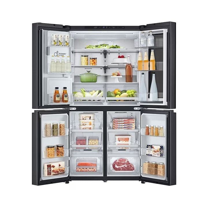 LG Black Glass InstaView French Door Refrigerator, Smart Diagnosis, Door Cooling+, Linear Cooling, InstaView Door-in-Door 681L - Black - GR-X34FFCAB
