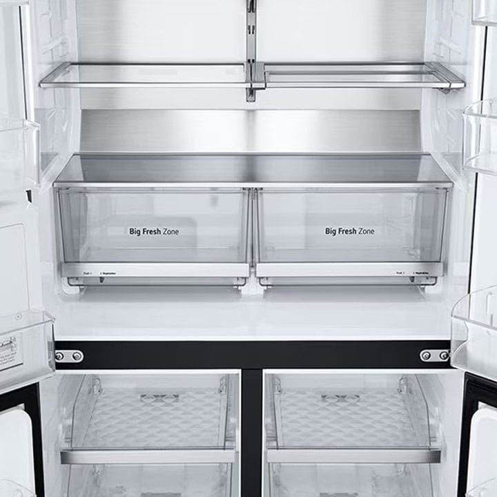 LG Black Glass InstaView French Door Refrigerator, Smart Diagnosis, Door Cooling+, Linear Cooling, InstaView Door-in-Door 681L - Black - GR-X34FFCAB