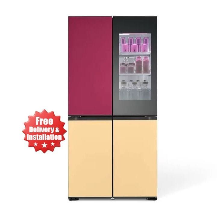 LG Glass Finish Refrigerator 527L, LED Doors, InstaView™, Smart Control With LG ThinQ® - Black - GR-A34FDMKJ
