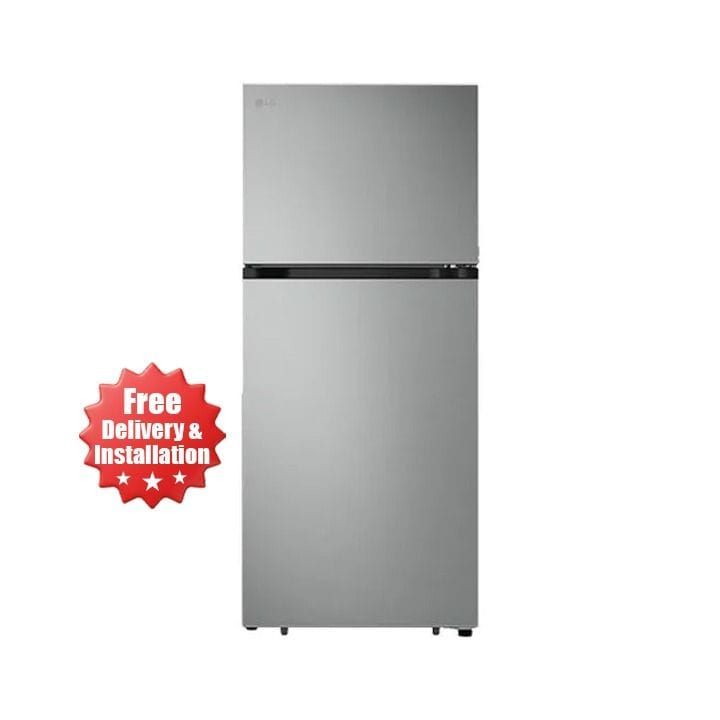 LG Double Door Refrigerator 496L, Smart Inverter Compressor, Door Cooling+, Linear Cooling - Platinum Silver - GN-R702SFAH
