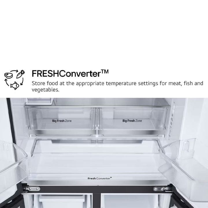 LG French Door Refrigerator 619L – Inverter Linear Compressor, Door Cooling+, Multi Air Flow, Hygiene Fresh+, ThinQ Smart Control | Black Glass - GR-B30FFGPB.ABMRGCC