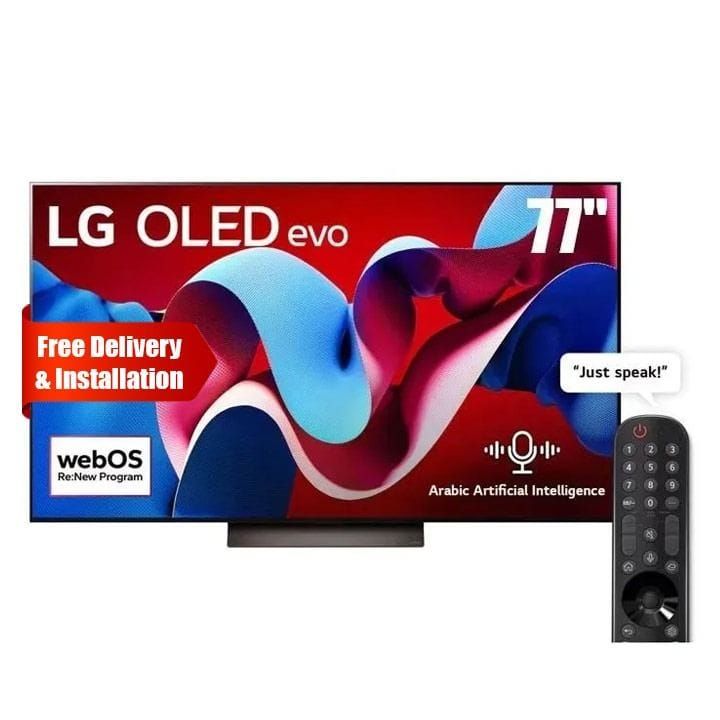 LG 77 Inch OLED AI C4 4K Smart TV, α8 Gen7 AI Processor 4K, 40W Audio Output, 120Hz Native Refresh Rate, Dolby Vision, webOS 24 - Black - OLED77C46LA