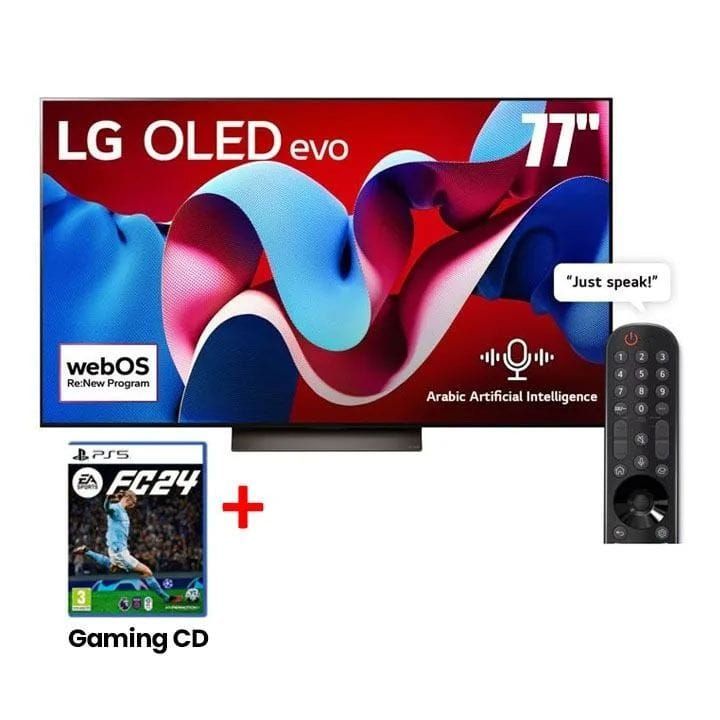 LG 77 Inch OLED AI C4 4K Smart TV, α8 Gen7 AI Processor 4K, 40W Audio Output, 120Hz Native Refresh Rate, Dolby Vision, webOS 24 - Black - OLED77C46LA