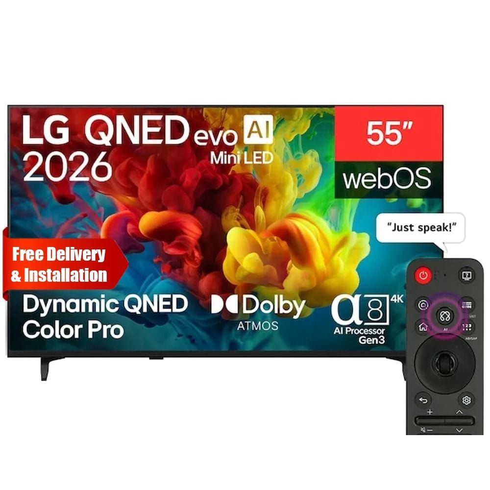 LG 55 Inch QNED evo AI Mini LED 4K Smart TV - Dynamic QNED Color Pro, Alpha 8 AI Processor Gen3, 144Hz FreeSync/VRR, WebOS | 55QNED84B6T.AMRG