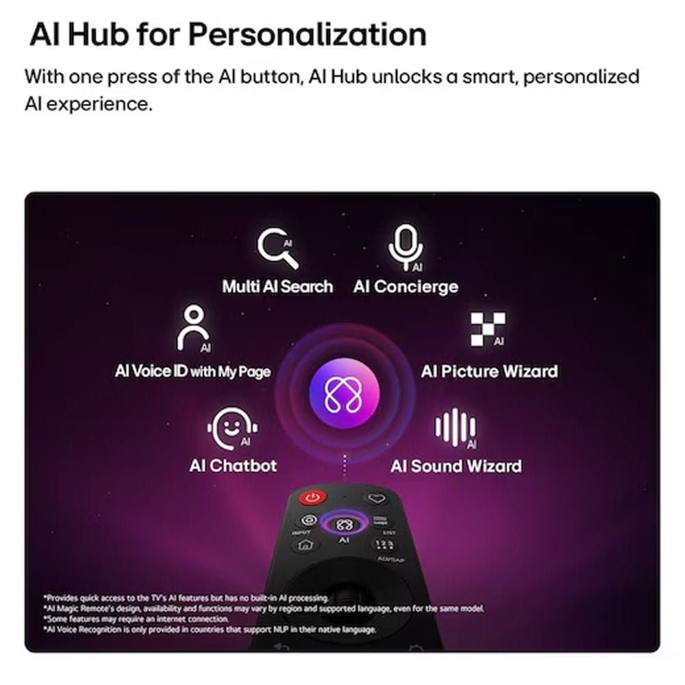 LG 98" NANO UHD 4K Smart TV, α AI Processor 4K Gen8, HDR10, 120Hz, webOS 25, AI Sound Pro | Black - 98NU850B6LB.AMRQ