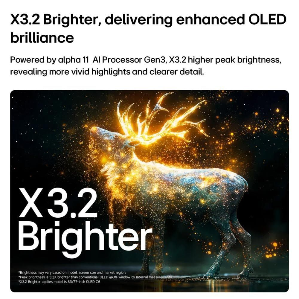 LG 83-Inch OLED evo AI 4K C6 Series Smart TV, α11 AI Processor 4K Gen3, Dolby Vision & Atmos, 165Hz VRR, webOS 26 | OLED83C66LA.AMRG