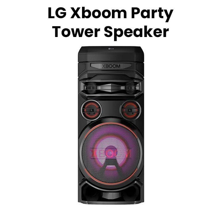 LG XBOOM Party Tower Speaker With Dual Bass Blast, Powerful Sound, Karaoke Function, Party Lighting - Black - RNC7