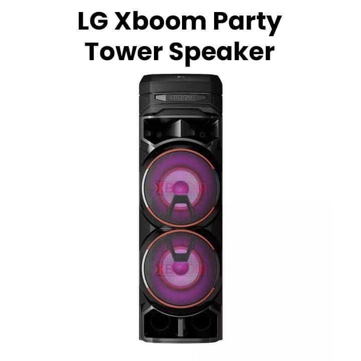 LG XBOOM Party Tower Speaker With Dual Bass Blast, Multi Color Lighting, Karaoke Feature, Powerful Sound - Black - RNC9