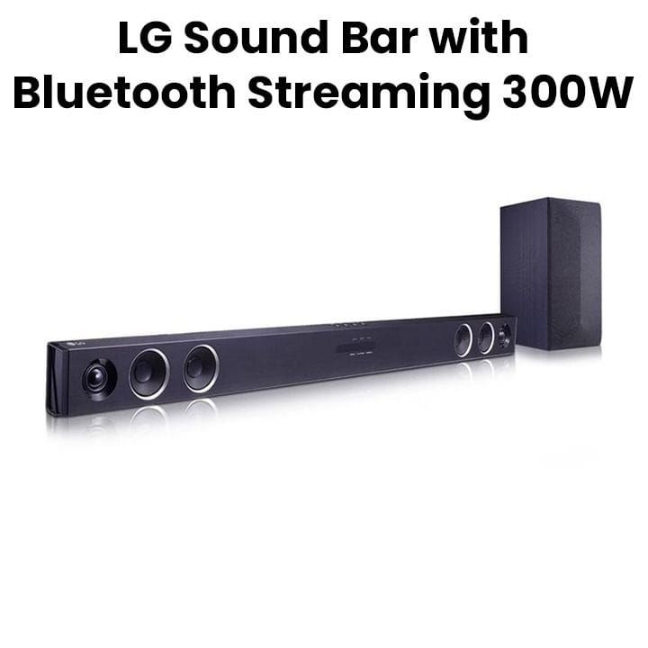 LG Soundbar 300W, 2.1 Channel With Wireless Subwoofer, Dolby Digital Soundbar, Bluetooth, Optical Input, 3.5mm AUX Input, USB - Black - SQC2