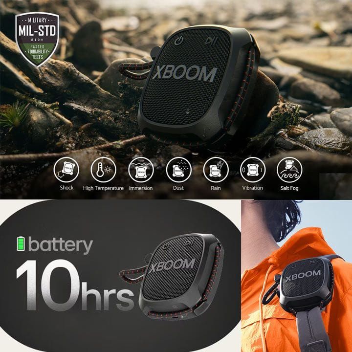 LG XBOOM Go Mini Portable Bluetooth Speaker, Featuring Military Grade, 10-Hour Battery - Black - XG2TBK | Open Piece - B Grade