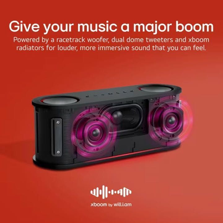 LG XBOOM Bounce Bluetooth Speaker, Signature Sound By Will.I.Am, Dual Passive Radiators, IP67 Dust And Water Resistant, 30Hours Playback - Black | Open Piece - C Grade