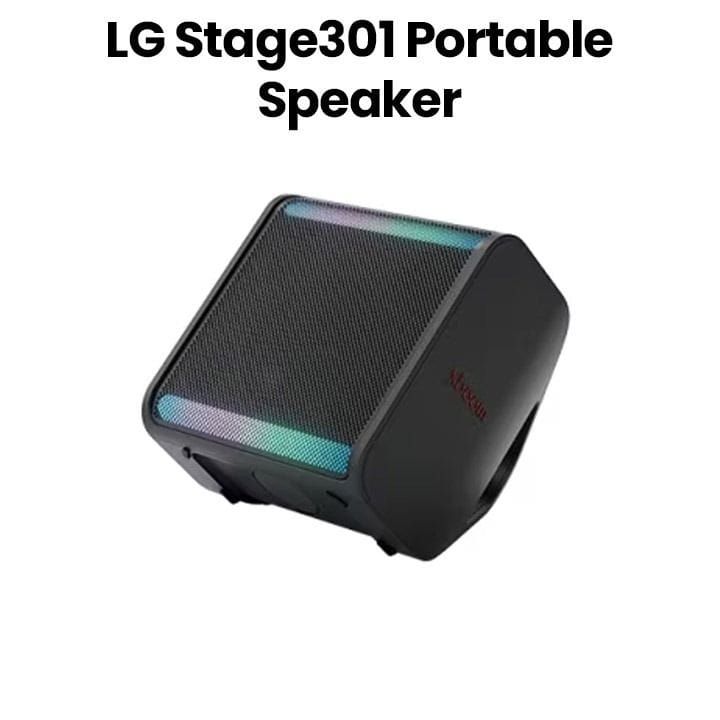 LG XBOOM Bluetooth Speaker Signature Sound By Will.I.Am, Dual-bar AI Lighting, 24 Hours Playback - Black - STAGE301