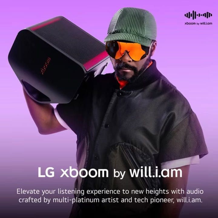 LG XBOOM Bluetooth Speaker Signature Sound By Will.I.Am, Dual-bar AI Lighting, 24 Hours Playback - Black - STAGE301